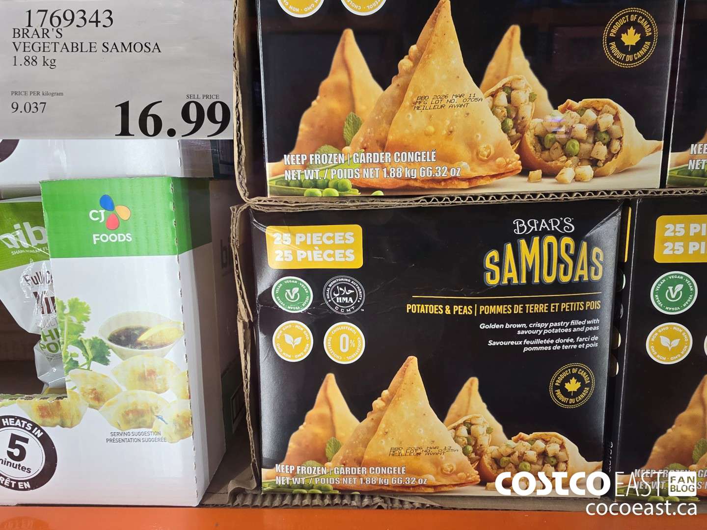 1769343 BRAR'S VEGETABLE SAMOSA 1.88 kg $16.99