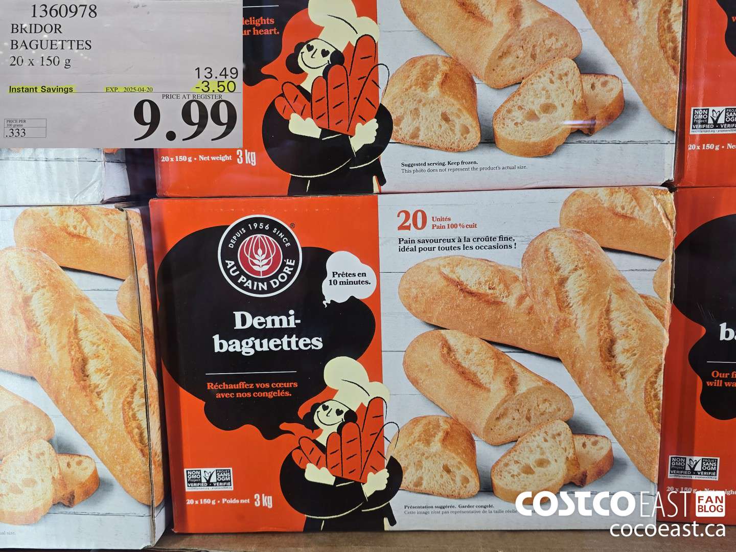 1360978 BRIDOR BAGUETTES 20 X 150 G ($3.50 INSTANT SAVINGS EXPIRES ON 2025-04-20) $9.99