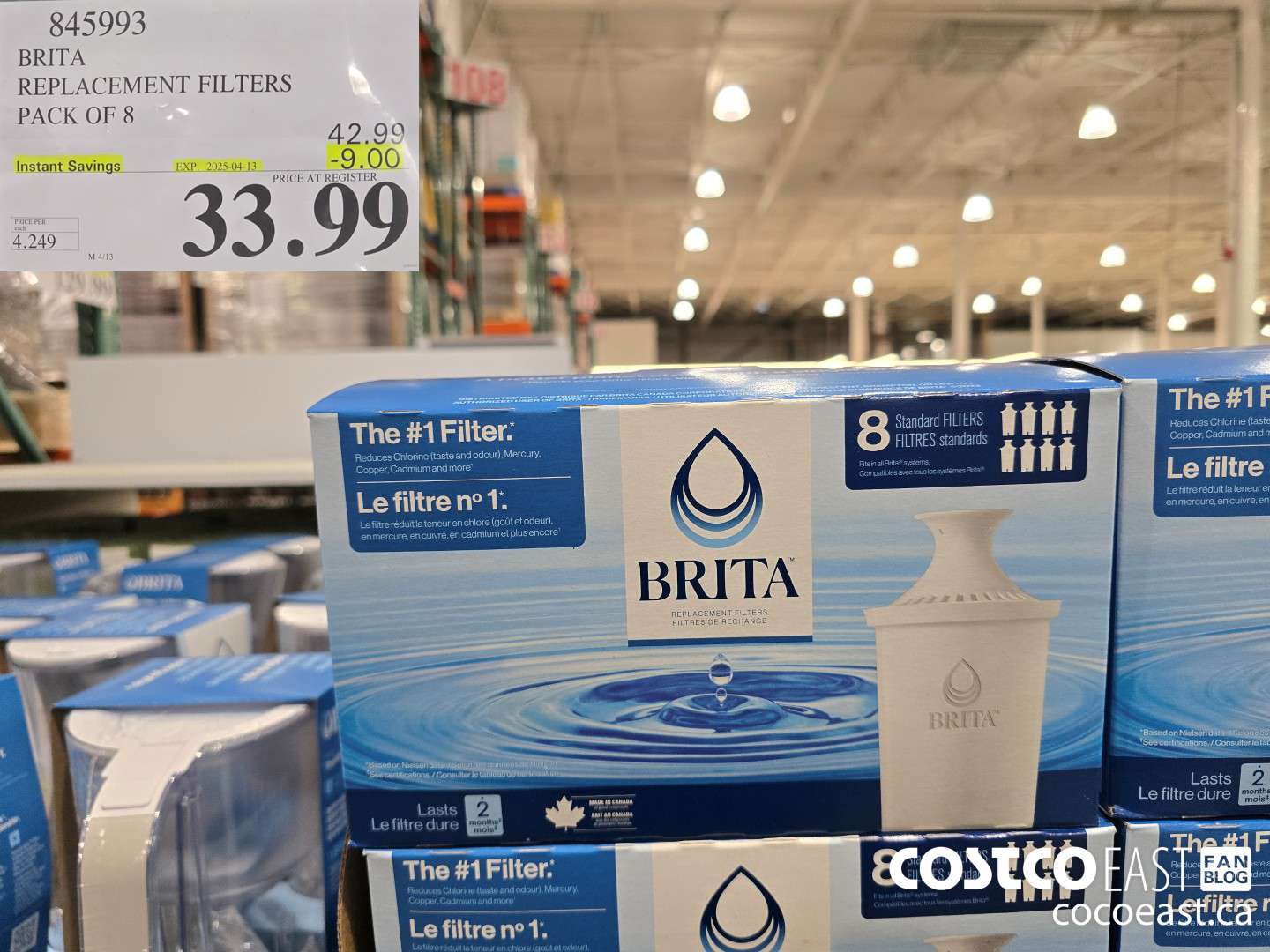 845993 BRITA REPLACEMENT FILTERS PACK OF 8  ($9.00 INSTANT SAVINGS EXPIRES ON 2025-04-13) $33.99