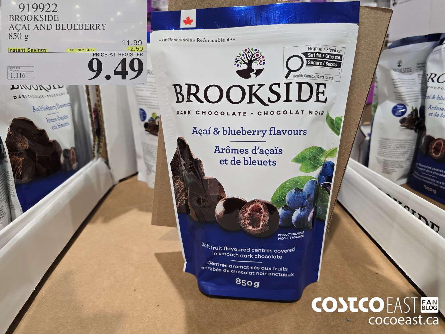 919922 BROOKSIDE ACAI AND BLUEBERRY 850 G ($2.50 INSTANT SAVINGS EXPIRES ON 2025-04-13) $9.49