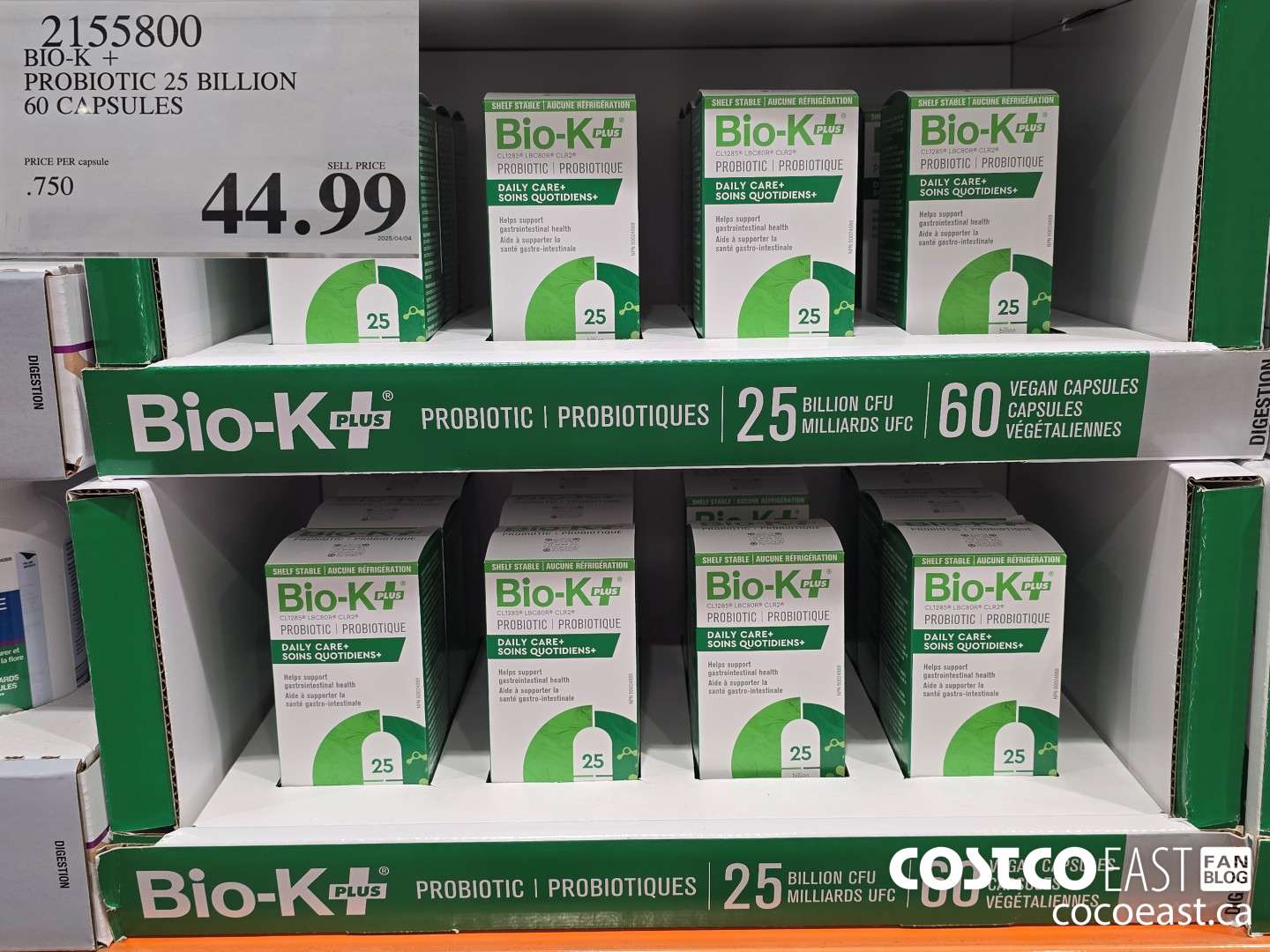 2155800 BiO-K + PROBIOTIC 25 BILLION 60 CAPSULES $44.99