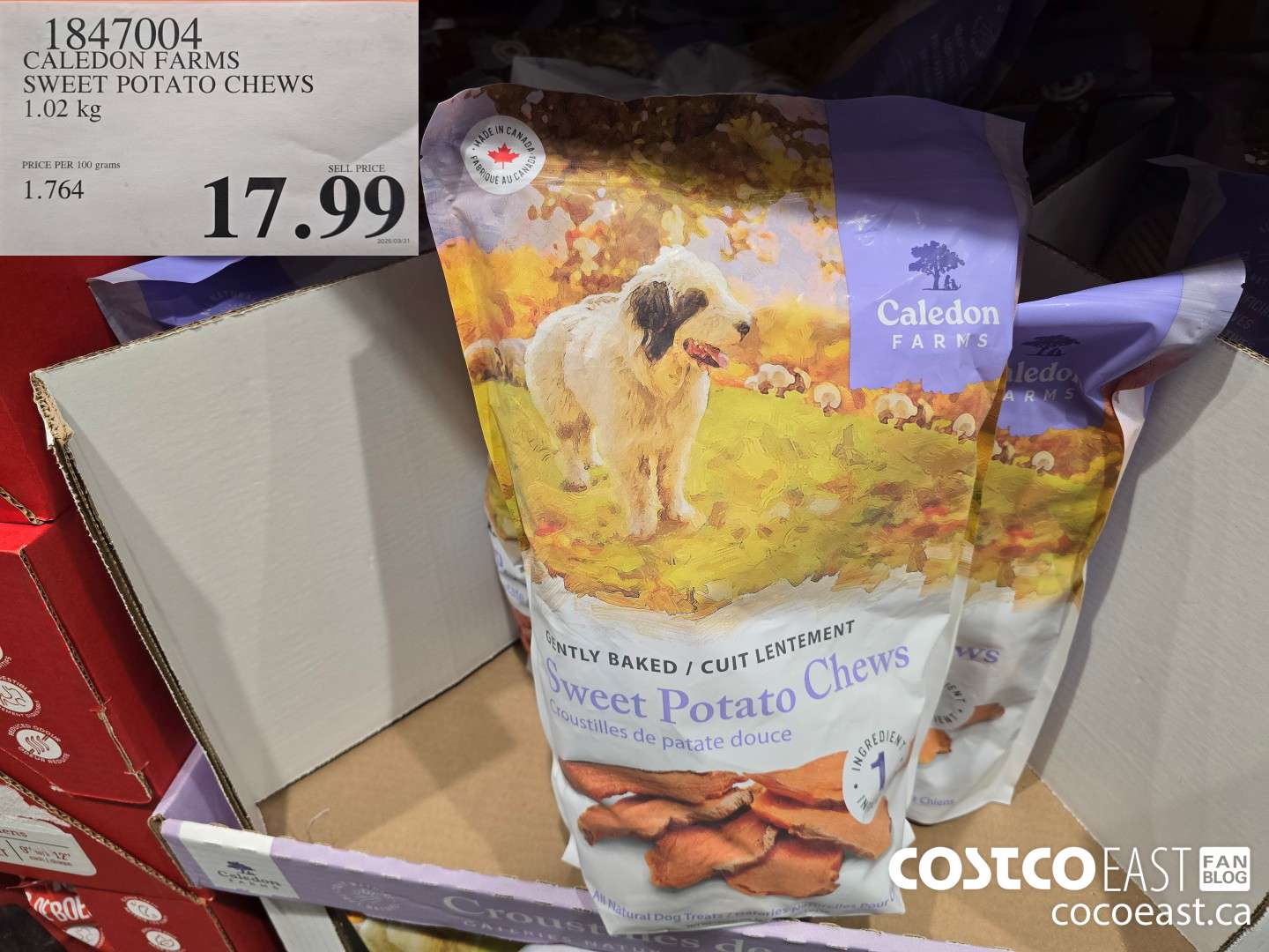 1847004 CALEDON FARMS SWEET POTATO CHEWS 1.02 kg $17.99