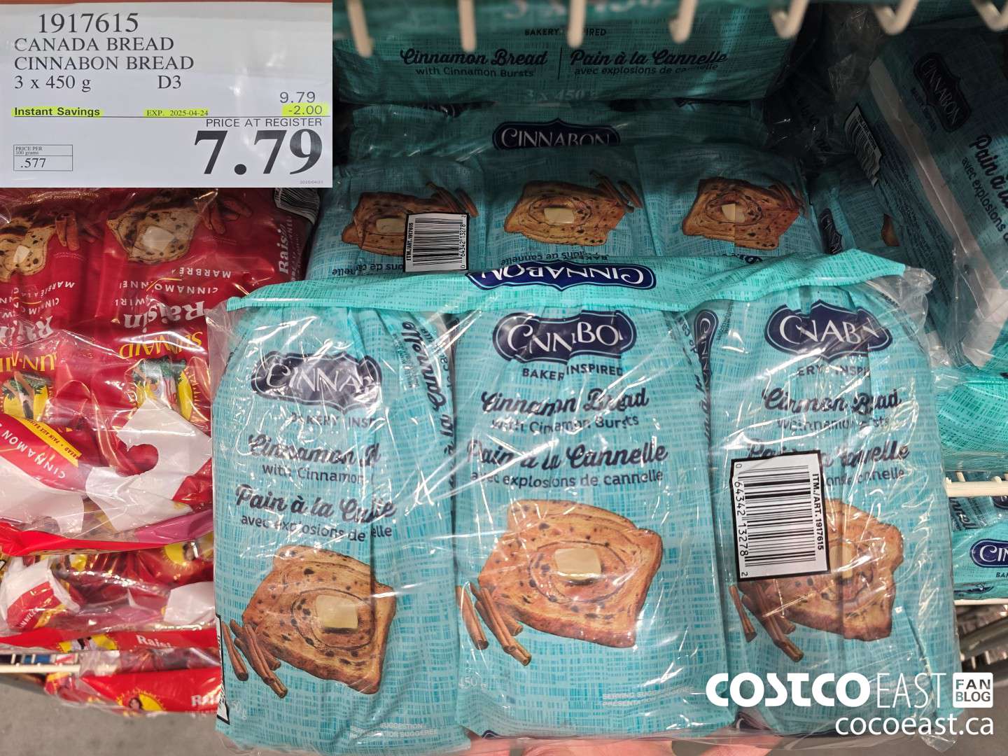 1917615 CANADA BREAD CINNABON BREAD 3 x 450 g D3 ($2.00 INSTANT SAVINGS EXPIRES ON 2025-04-24) $7.79