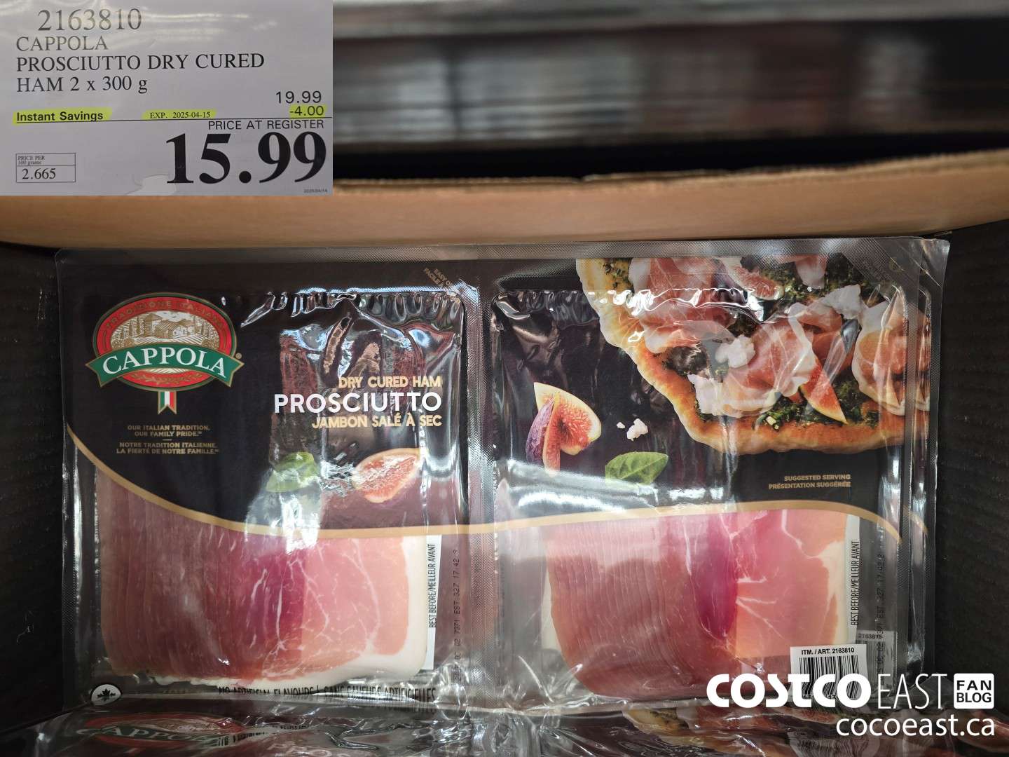 2163810 CAPPOLA PROSCIUTTO DRY CURED HAM 2 x 300 g ($4.00 INSTANT SAVINGS EXPIRES ON 2025-04-15) $15.99
