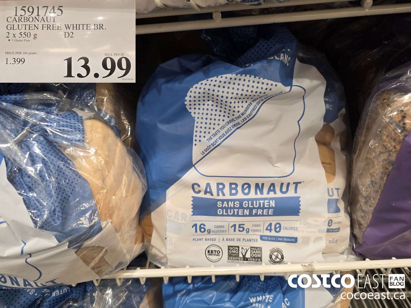 1591745 CARBONAUT GLUTEN FREE WHITE BR. 2 x 550 g $13.99