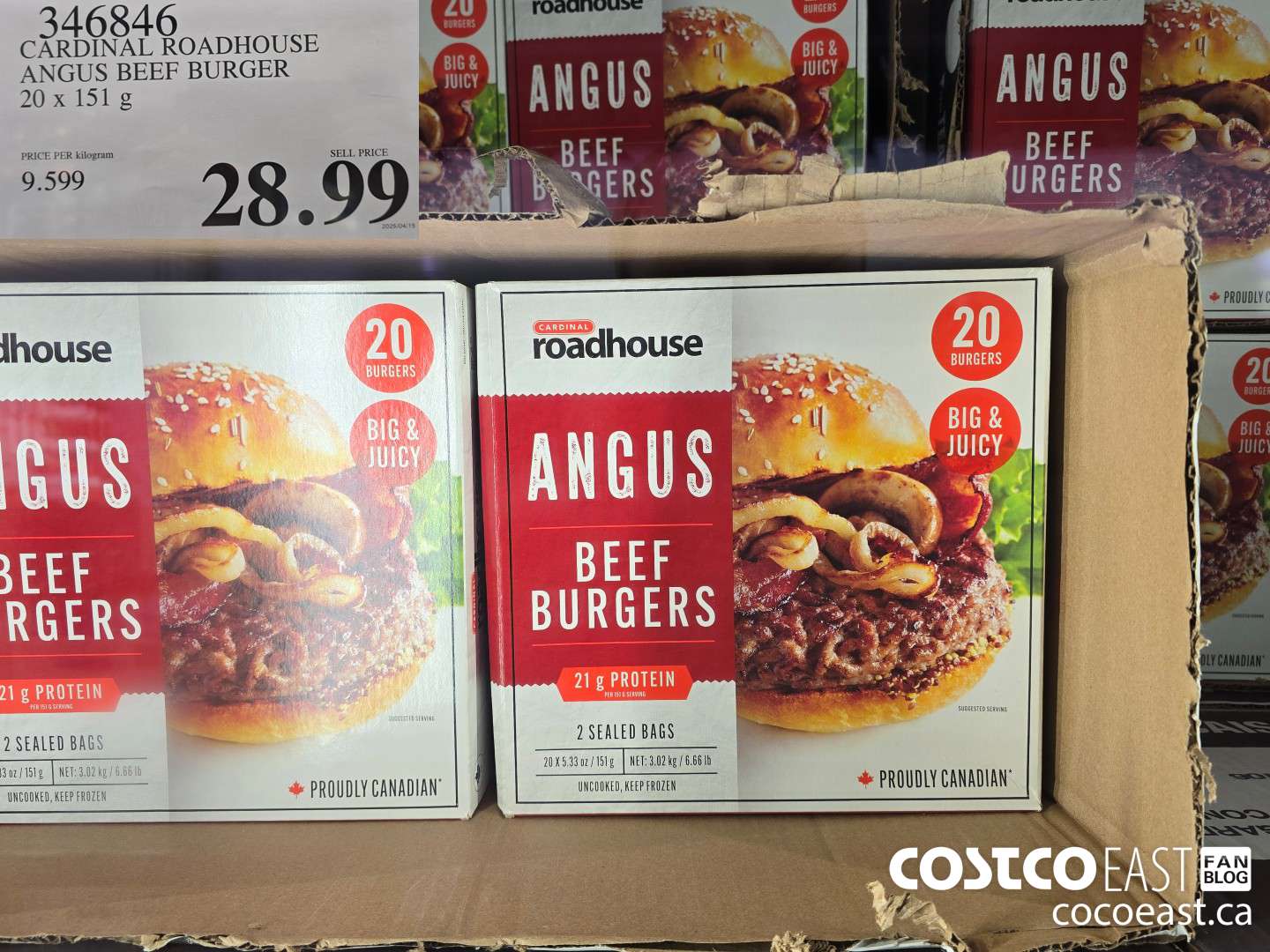 346846 CARDINAL ROADHOUSE ANGUS BEEF BURGER 20 X 151 G $28.99