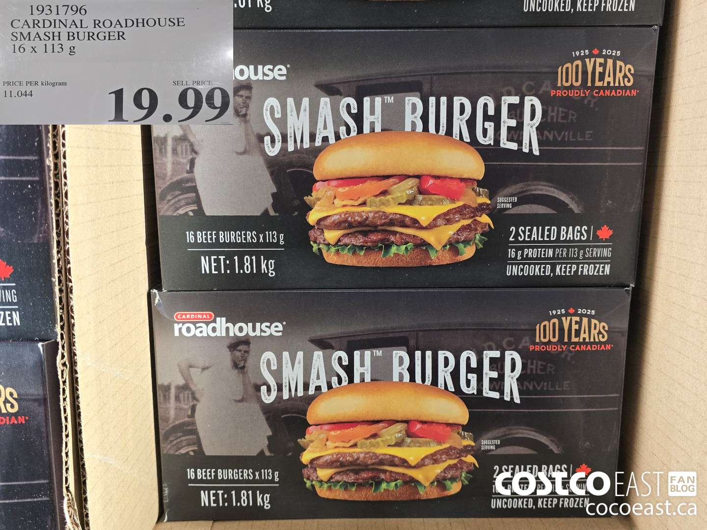 1931796 CARDINAL ROADHOUSE SMASH BURGER 16 x 113 G $19.99