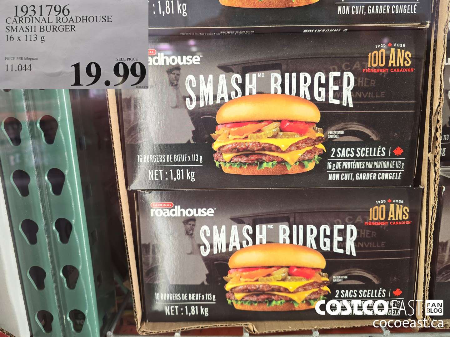 1931796 CARDINAL ROADHOUSE SMASH BURGER 16 x 113 G $19.99