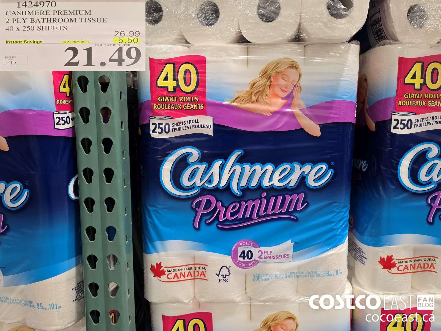 1424970 CASHMERE PREMIUM 2 PLY BATHROOM TISSUE 40 x 250 sheets ($5.50 INSTANT SAVINGS EXPIRES ON 2025-05-11) $21.49