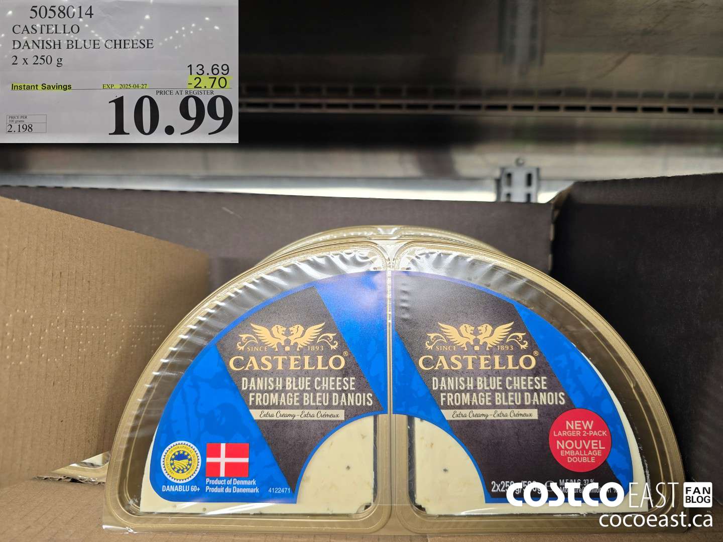 5058014 CASTELLO DANISH BLUE CHEESE 2 X 250G ($2.70 INSTANT SAVINGS EXPIRES ON 2025-04-27) $10.99