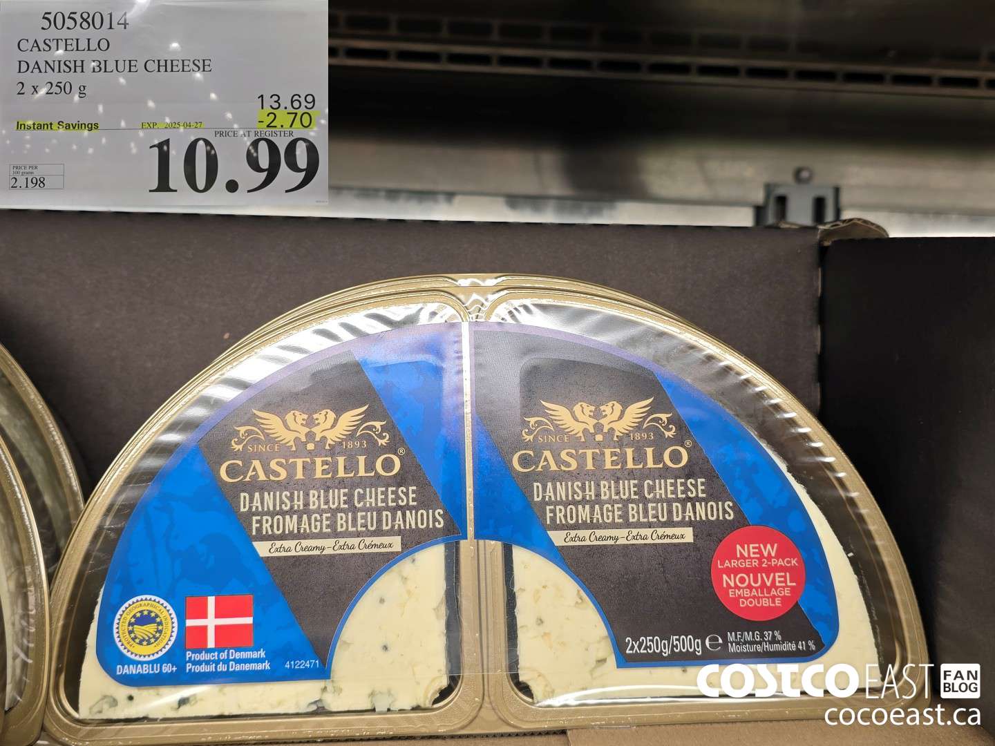 5058014 CASTELLO DANISH BLUE CHEESE 2 X 250G ($2.70 INSTANT SAVINGS EXPIRES ON 2025-04-27) $10.99