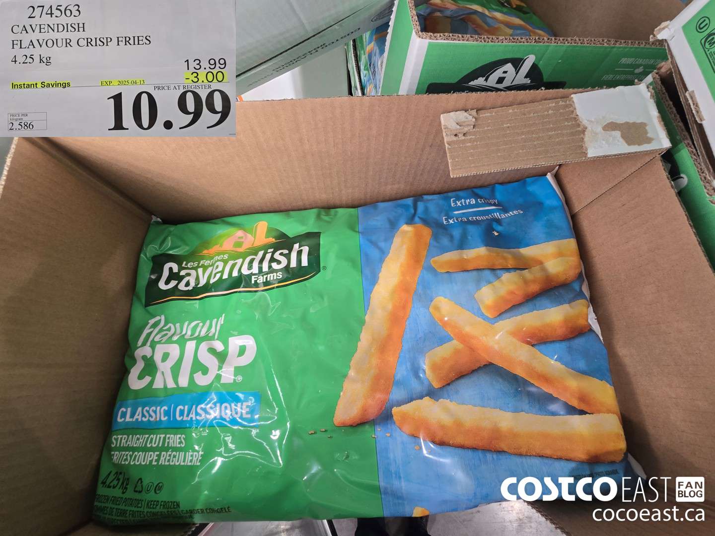274563 CAVENDISH FLAVOUR CRISP FRIES 4.25 KG ($3.00 INSTANT SAVINGS EXPIRES ON 2025-04-13) $10.99