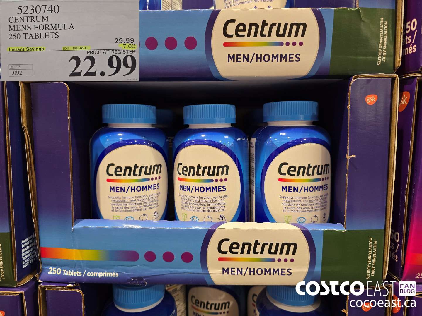 5230740 CENTRUM MENS FORMULA 250 TABLETS ($7.00 INSTANT SAVINGS EXPIRES ON 2025-05-11) $22.99