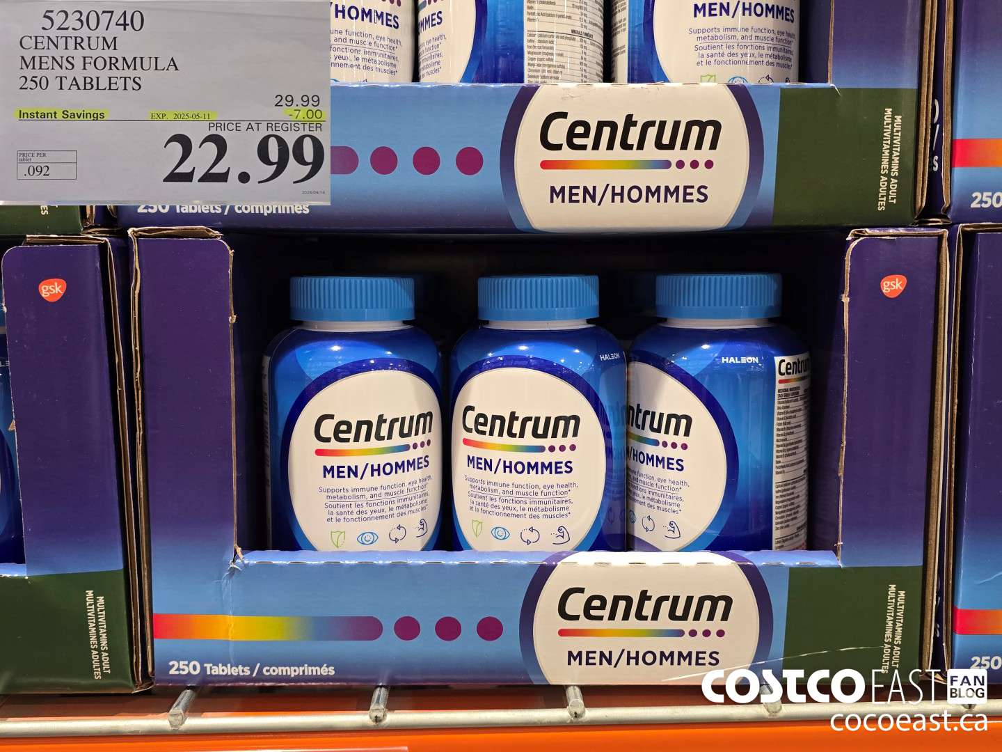 5230740 CENTRUM MENS FORMULA 250 TABLETS ($7.00 INSTANT SAVINGS EXPIRES ON 2025-05-11) $22.99
