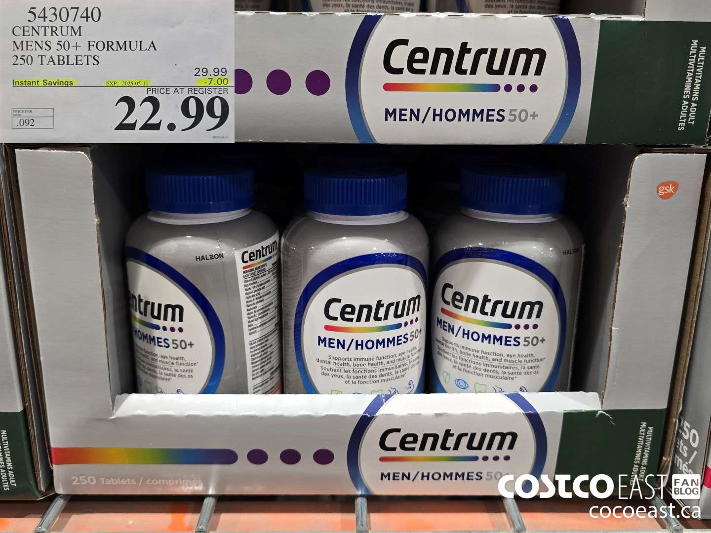 5430740 CENTRUM MEN 50+ FORMULA 250 TABLETS ($7.00 INSTANT SAVINGS EXPIRES ON 2025-05-11) $22.99