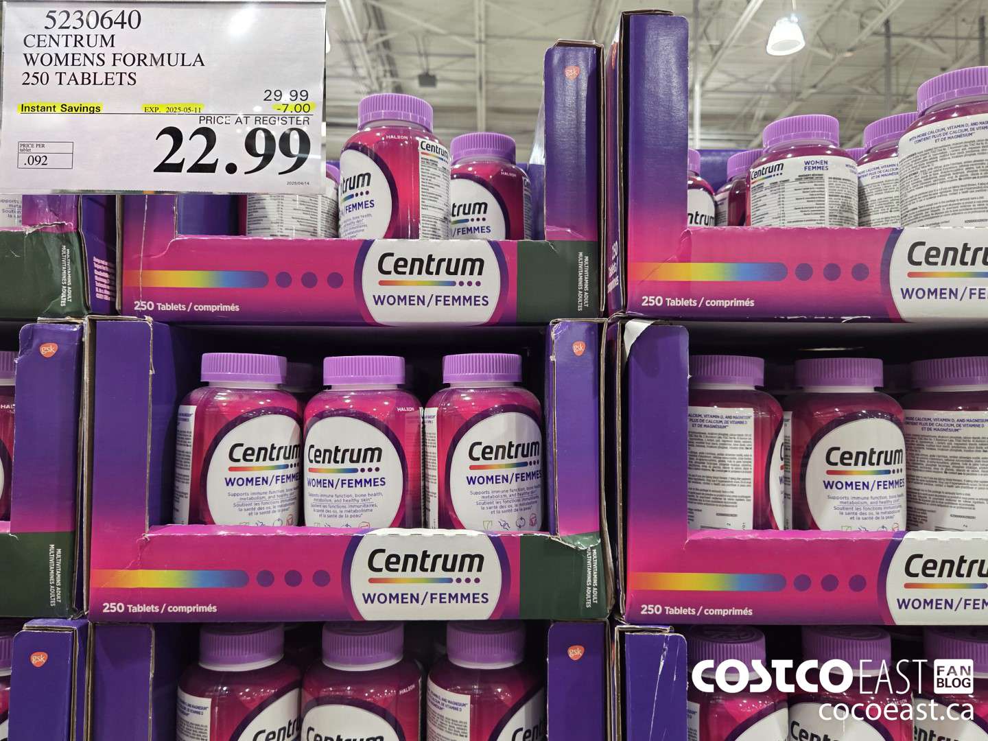 5230640 CENTRUM WOMENS FORMULA 250 TABLETS ($7.00 INSTANT SAVINGS EXPIRES ON 2025-05-11) $22.99