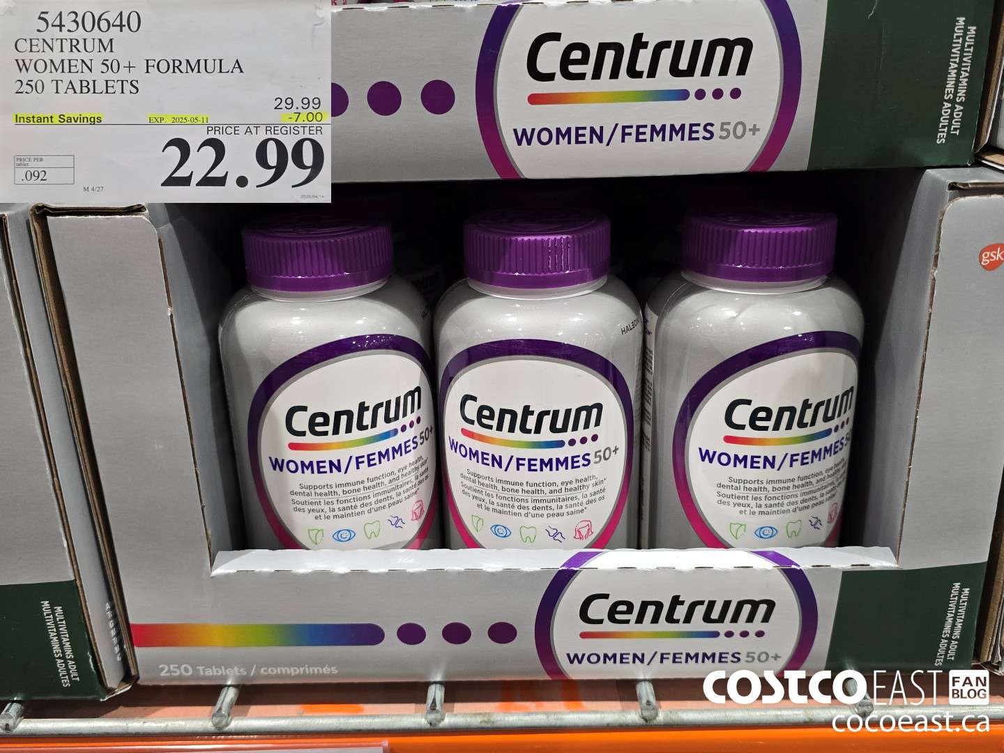 5430640 CENTRUM WOMEN 50+ FORMULA 250 TABLETS ($7.00 INSTANT SAVINGS EXPIRES ON 2025-05-11) $22.99