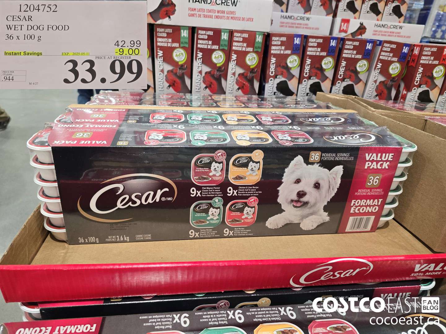 1204752 CESAR WET DOG FOOD 36 x 100 g ($9.00 INSTANT SAVINGS EXPIRES ON 2025-05-11) $33.99