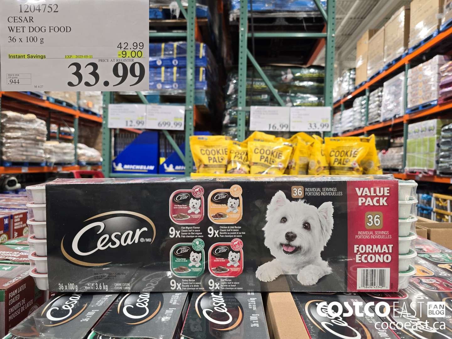 1204752 CESAR WET DOG FOOD 36 x 100 g ($9.00 INSTANT SAVINGS EXPIRES ON 2025-05-11) $33.99