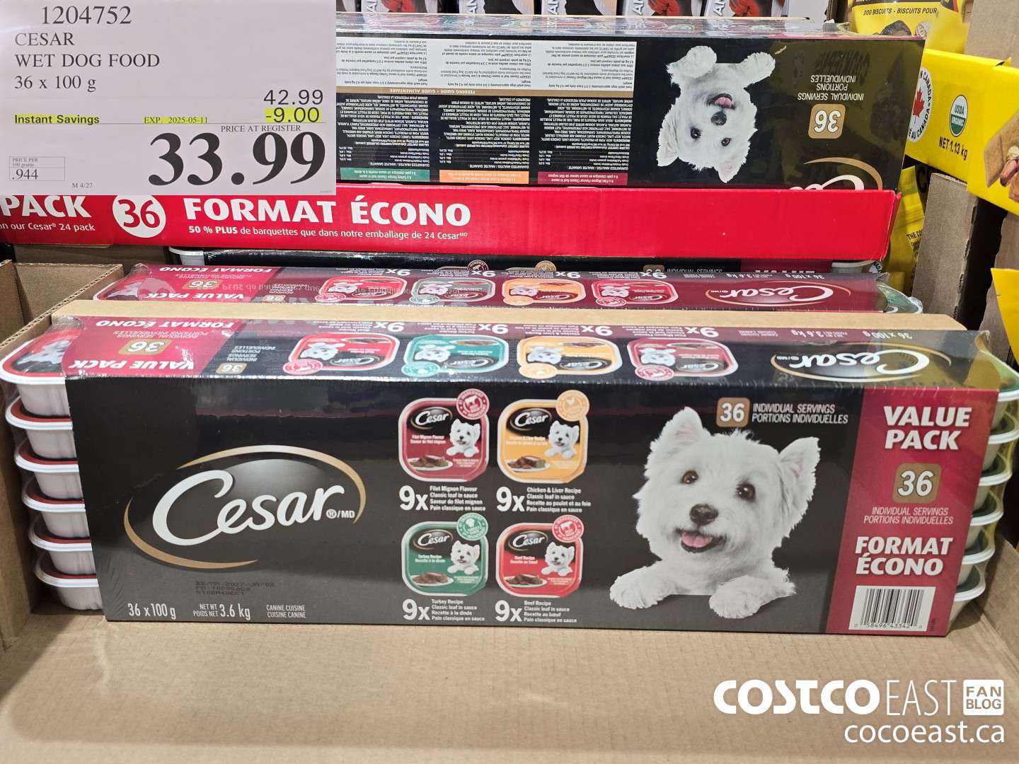 1204752 CESAR WET DOG FOOD 36 x 100 g ($9.00 INSTANT SAVINGS EXPIRES ON 2025-05-11) $33.99