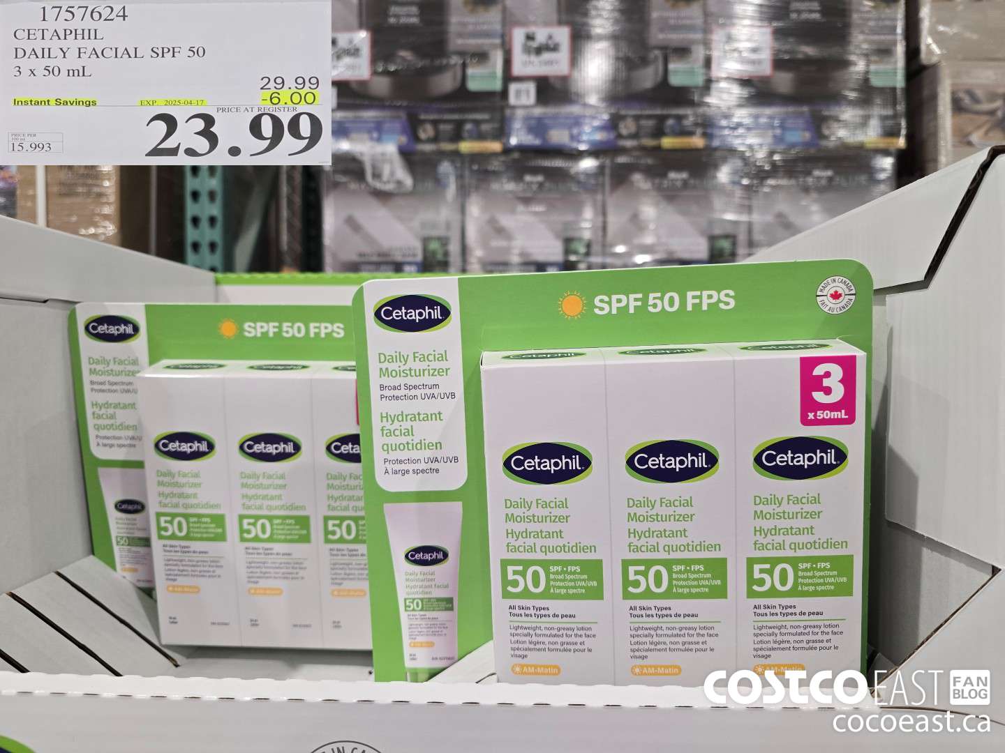 1757624 CETAPHIL DAILY FACIAL SPF 50 3 X 50 ML ($6.00 INSTANT SAVINGS EXPIRES ON 2025-04-17) $23.99