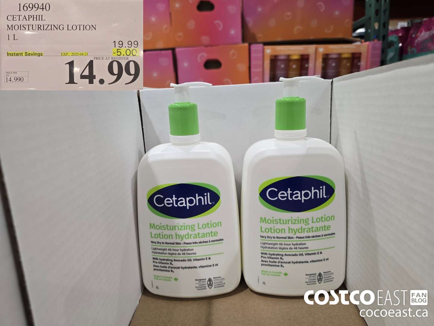 169940 CETAPHIL MOISTURIZING LOTION 1 L ($5.00 INSTANT SAVINGS EXPIRES ON 2025-04-13) $14.99