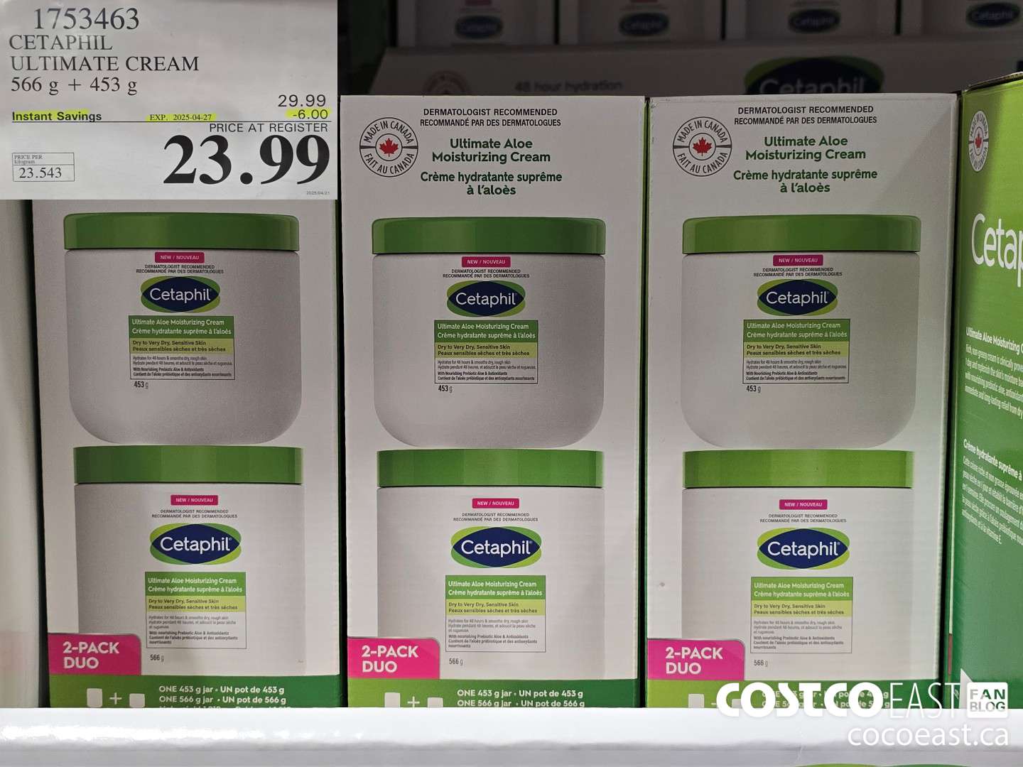 1753463 CETAPHIL ULTIMATE CREAM 566 g + 453 G ($6.00 INSTANT SAVINGS EXPIRES ON 2025-04-27) $23.99