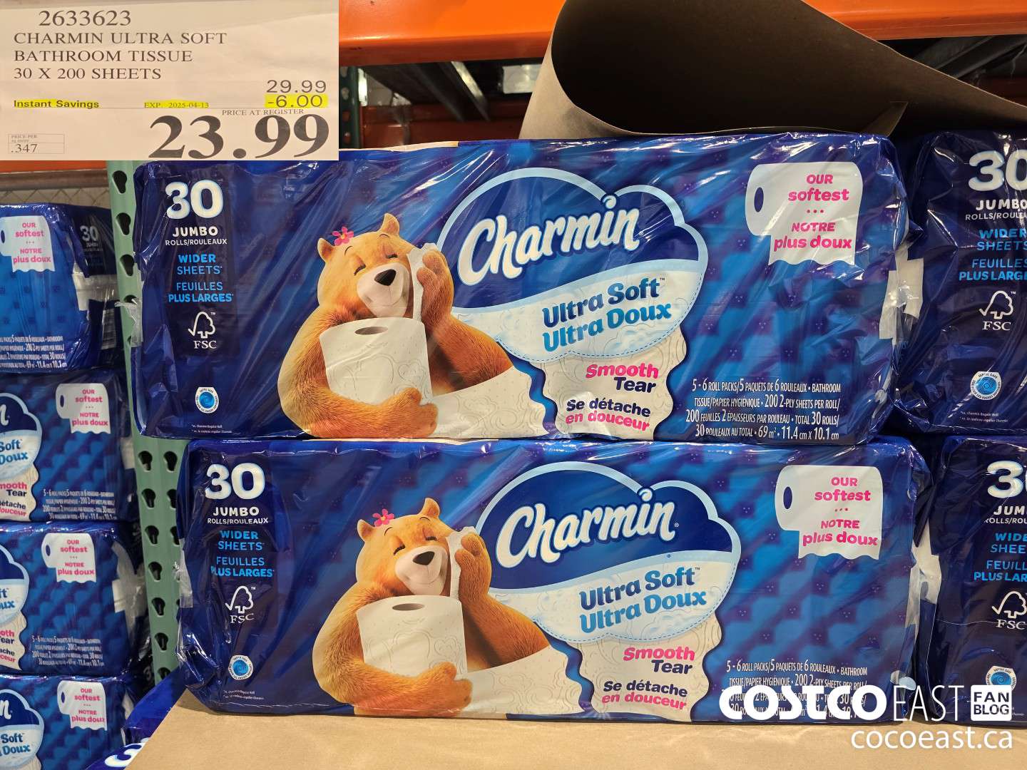 2633623 CHARMIN ULTRA SOFT BATHROOM TISSUE 30 X 200 SHEETS ($6.00 INSTANT SAVINGS EXPIRES ON 2025-04-13) $23.99