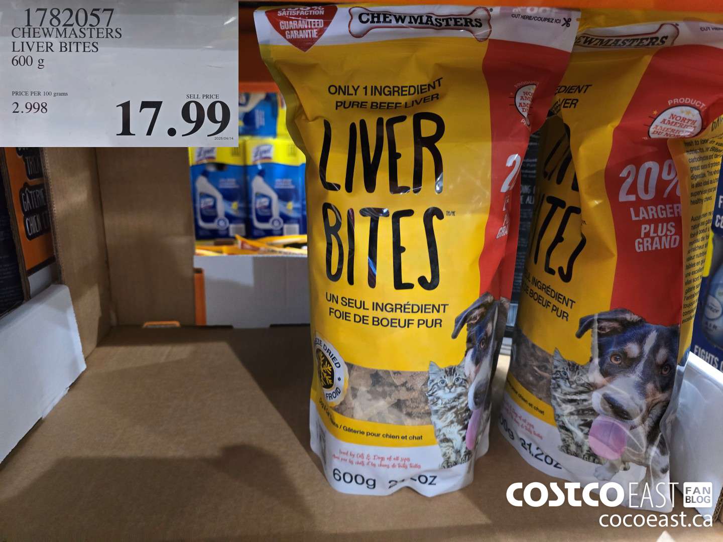 1782057 CHEWMASTERS LIVER BITES 600 g $17.99