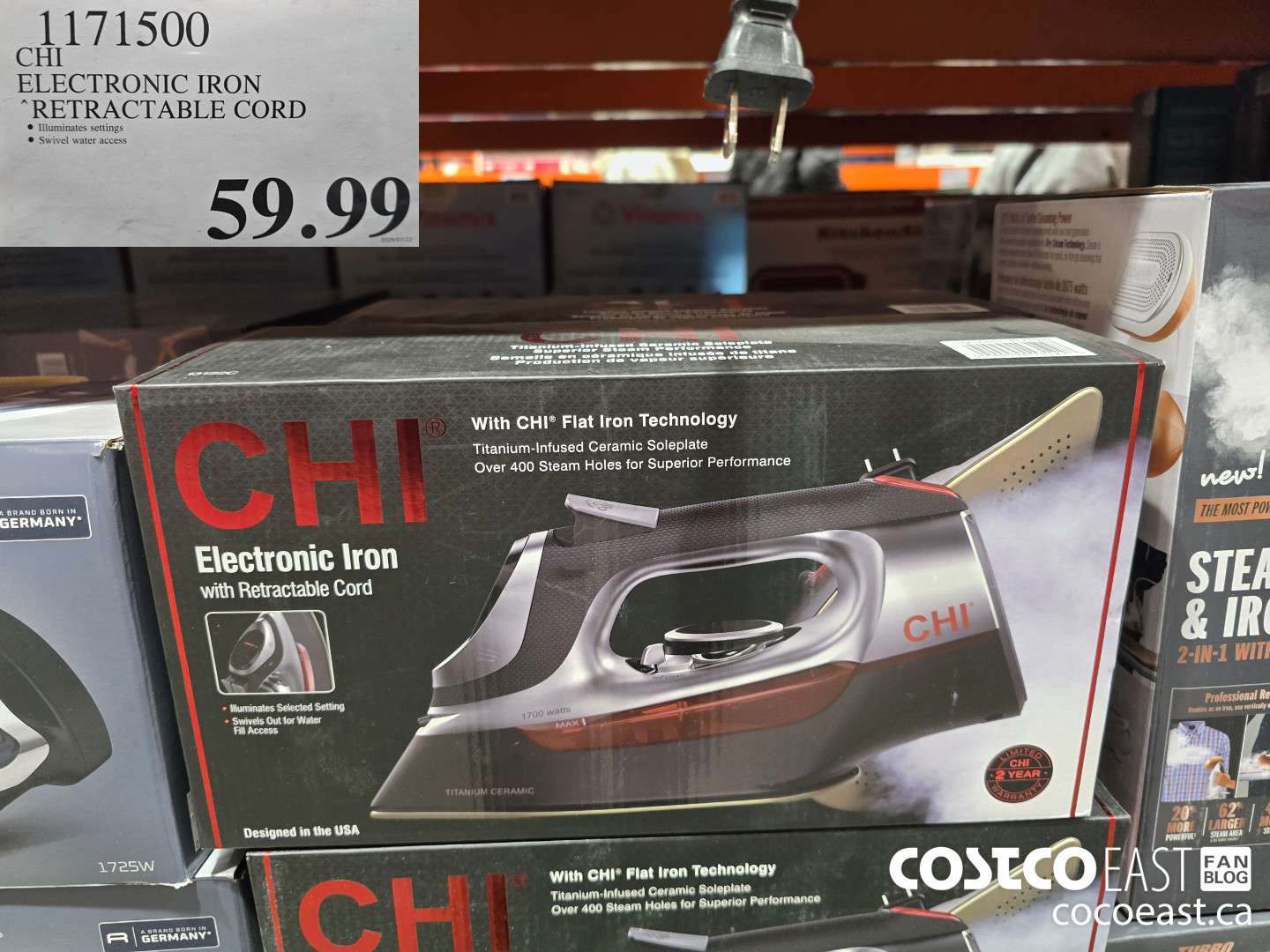 1171500 CHI ELECTRONIC IRON RETRACTABLE CORD $59.99