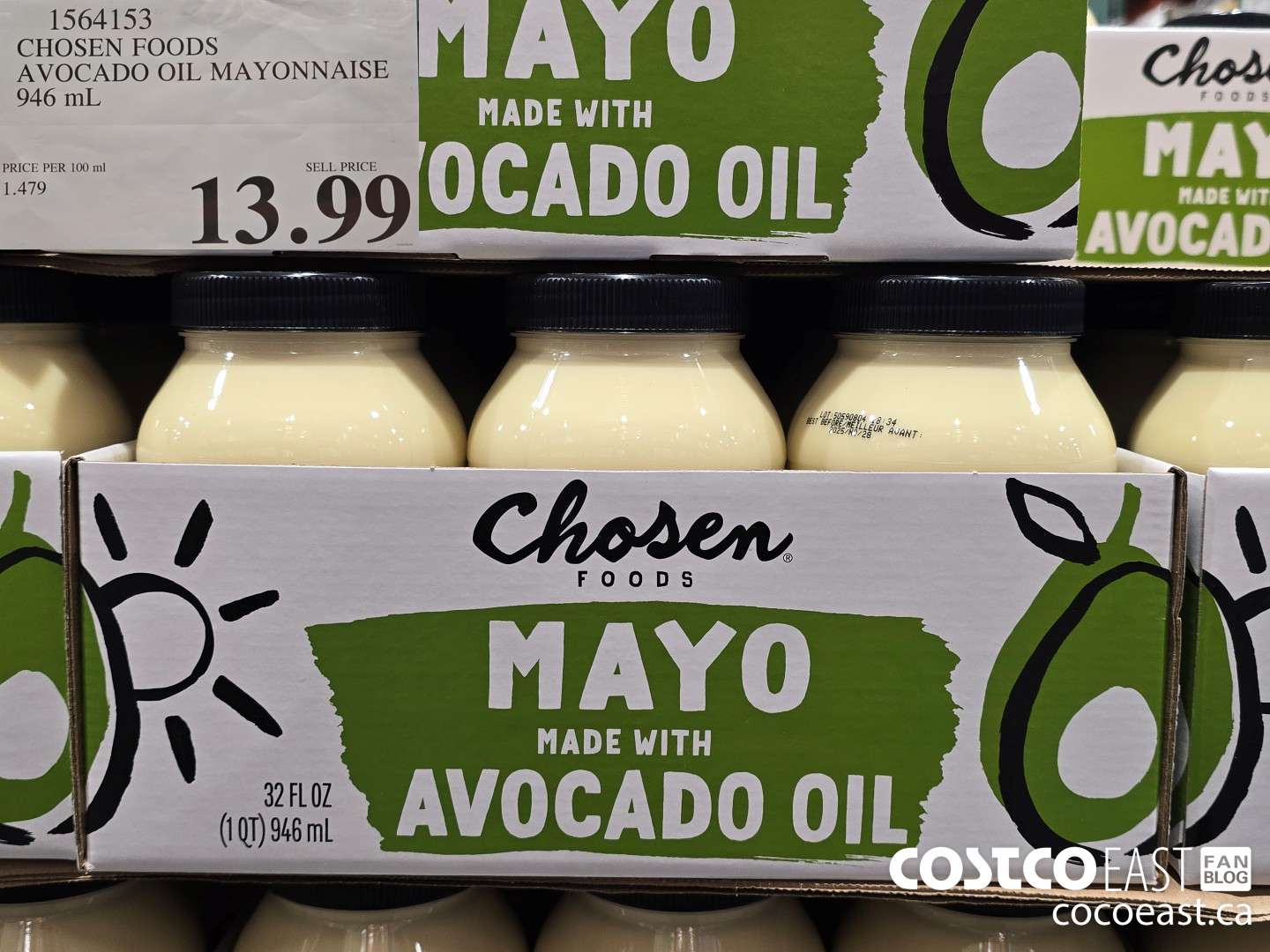 1564153 CHOSEN FOODS AVOCADO OIL MAYONNAISE 946 mL $13.99