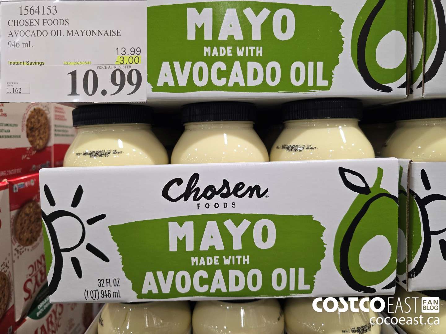 1564153 CHOSEN FOODS AVOCADO OIL MAYONNAISE 946 mL ($3.00 INSTANT SAVINGS EXPIRES ON 2025-05-11) $10.99
