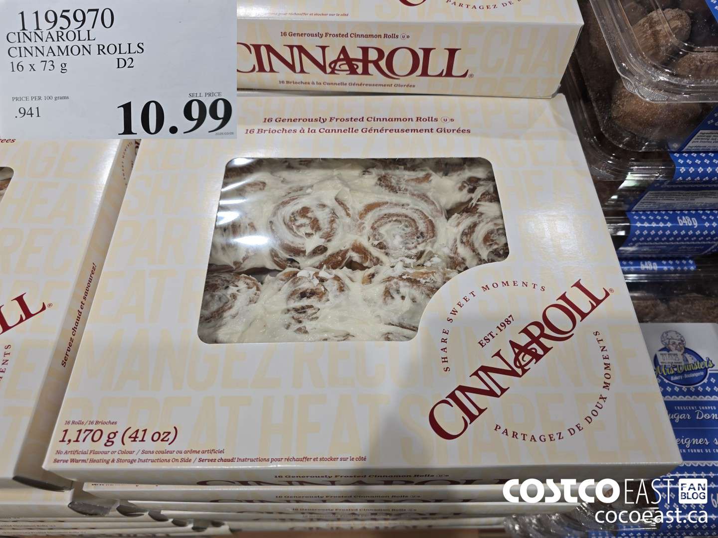 1195970 CINNAROLL CINNAMON ROLLS 16 X 73G $10.99