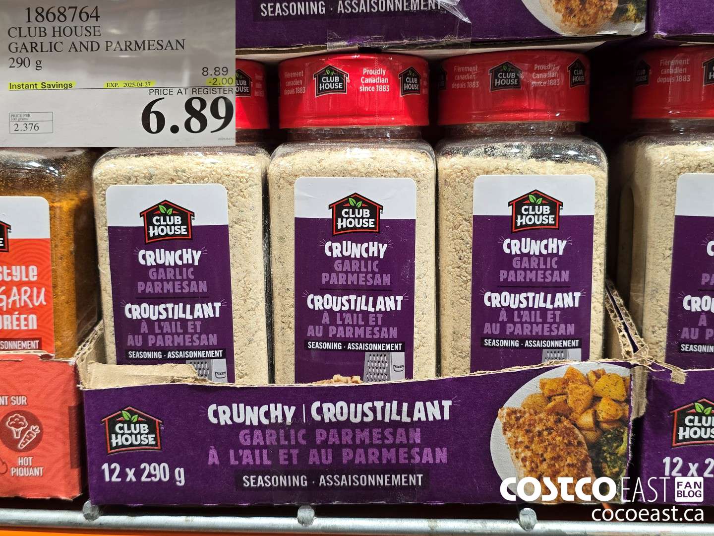 1868764 CLUBHOUSE GARLIC AND PARMESAN 290 g ($2.00 INSTANT SAVINGS EXPIRES ON 2025-04-27) $6.89