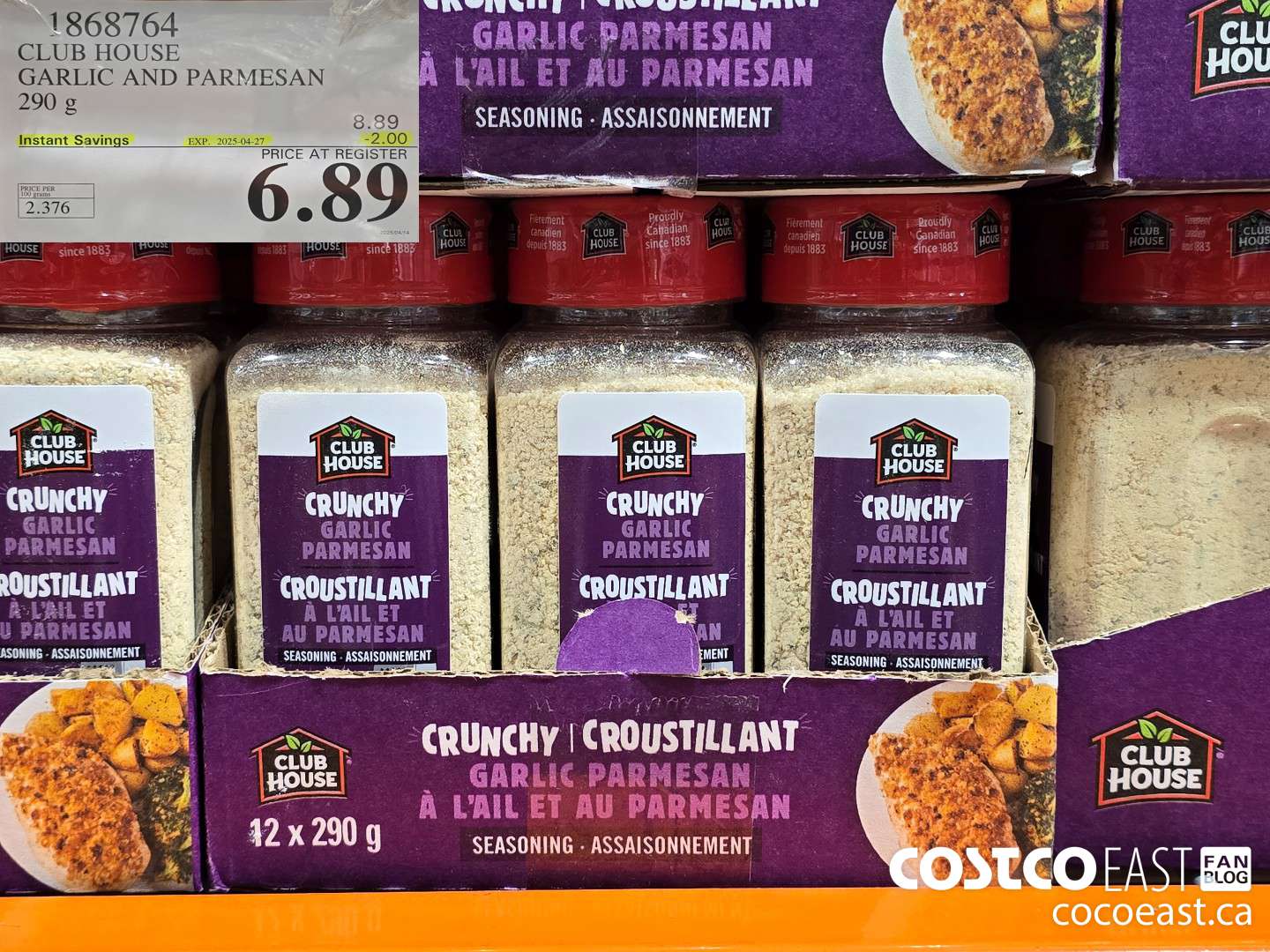 1868764 CLUBHOUSE GARLIC AND PARMESAN 290 g ($2.00 INSTANT SAVINGS EXPIRES ON 2025-04-27) $6.89