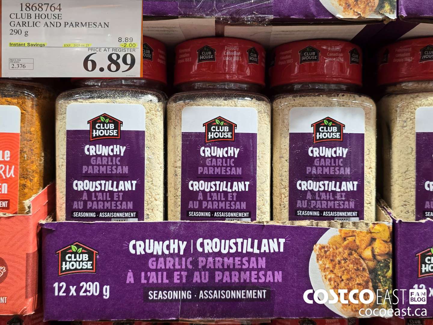 1868764 CLUBHOUSE GARLIC AND PARMESAN 290 g ($2.00 INSTANT SAVINGS EXPIRES ON 2025-04-27) $6.89