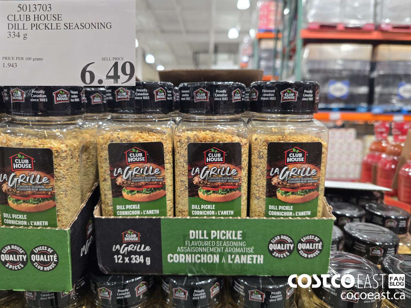 5013703 CLUB HOUSE DILL PICKLE SEASONING 334 g $6.49