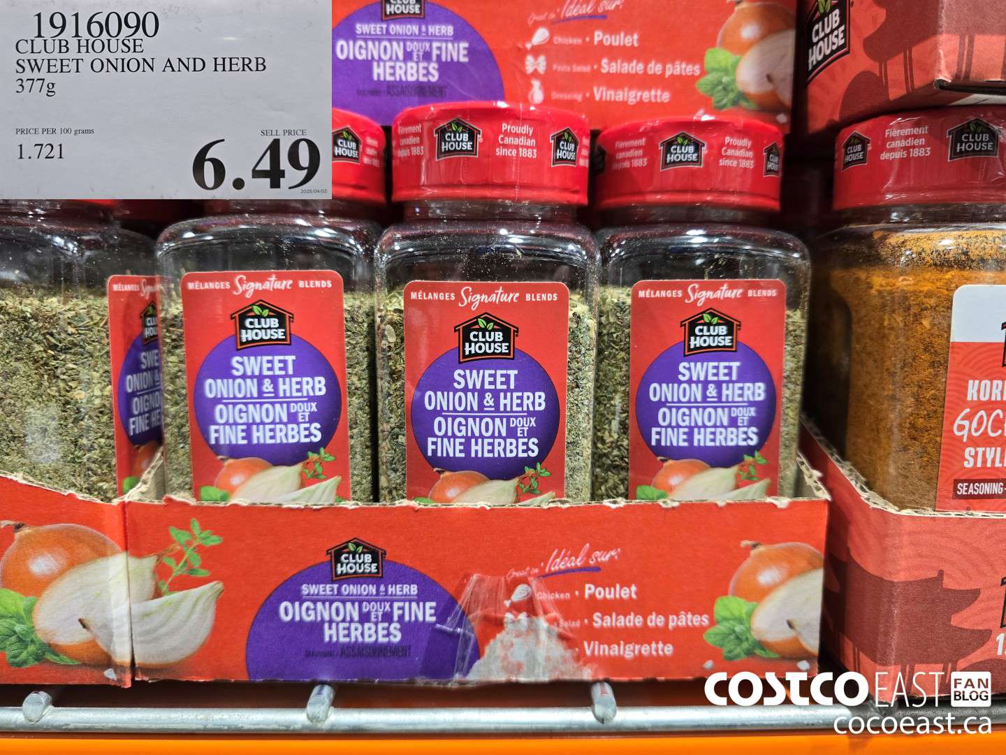 1916090 CLUB HOUSE SWEET ONION AND HERB 377g $6.49