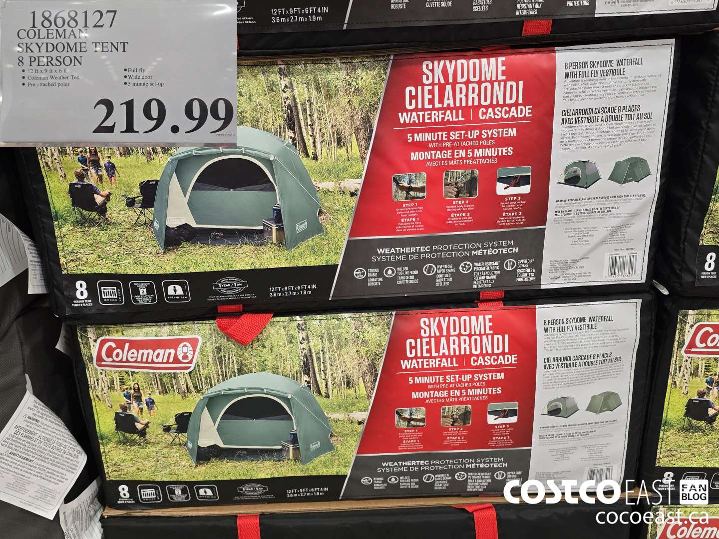1868127 COLEMAN SKYDOME TENT 8 PERSON $219.99