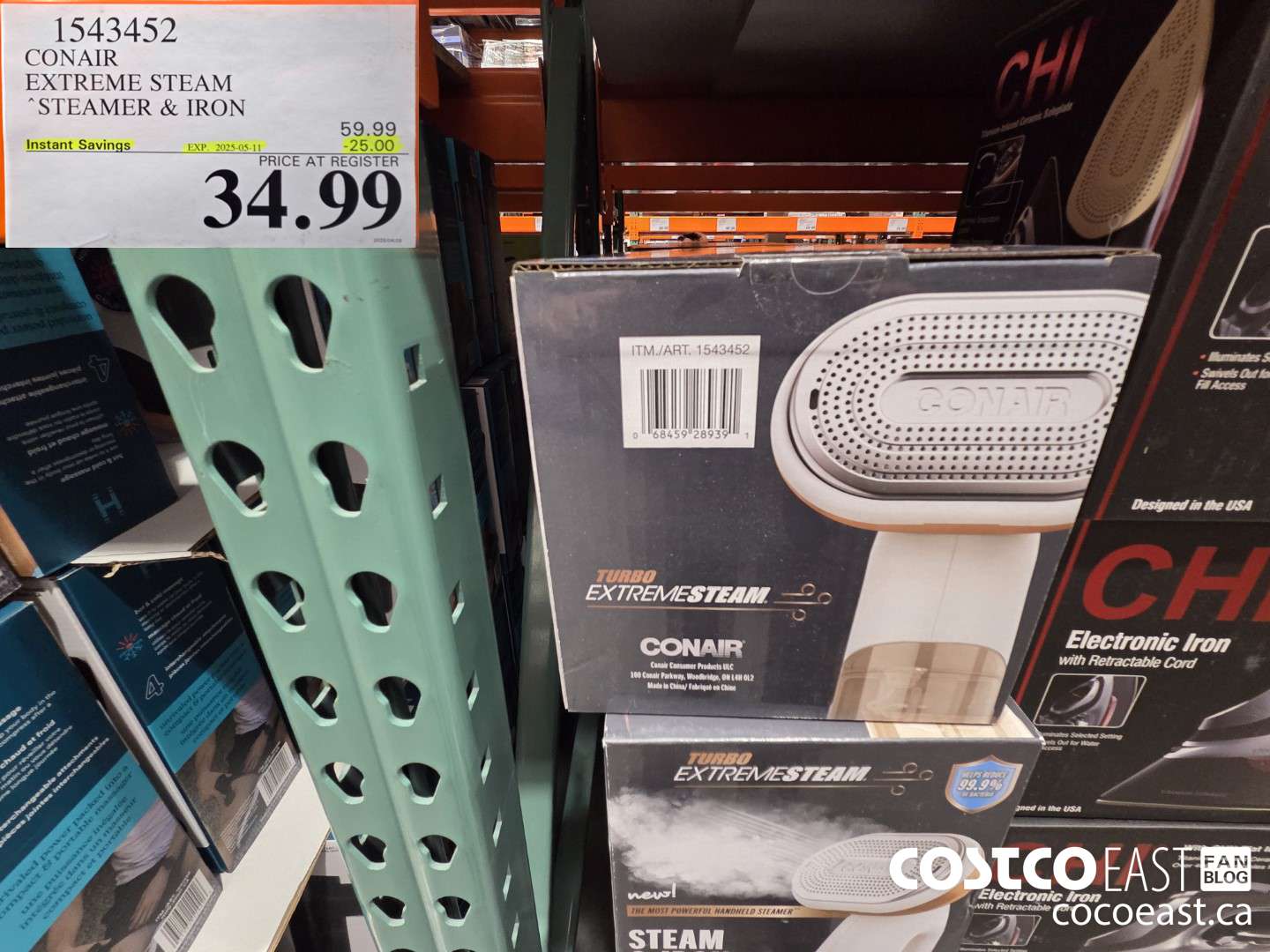 1543452 CONAIR EXTREME STEAM STEAMER & IRON ($25.00 INSTANT SAVINGS EXPIRES ON 2025-05-11) $34.99