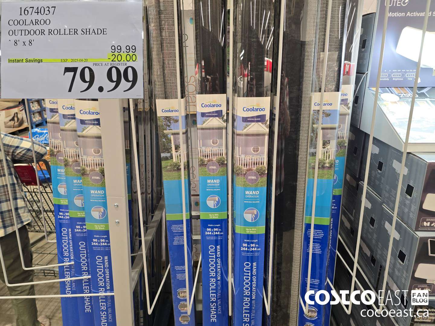 1674037 COOLAROO OUTDOOR ROLLER SHADE 8' X 8' ($20.00 INSTANT SAVINGS EXPIRES ON 2025-04-20) $79.99