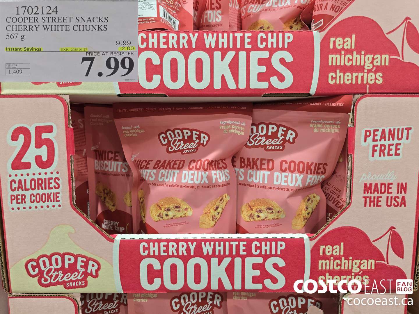 1702124 COOPER STREET SNACKS CHERRY WHITE CHUNKS 567 g ($2.00 INSTANT SAVINGS EXPIRES ON 2025-04-27) $7.99