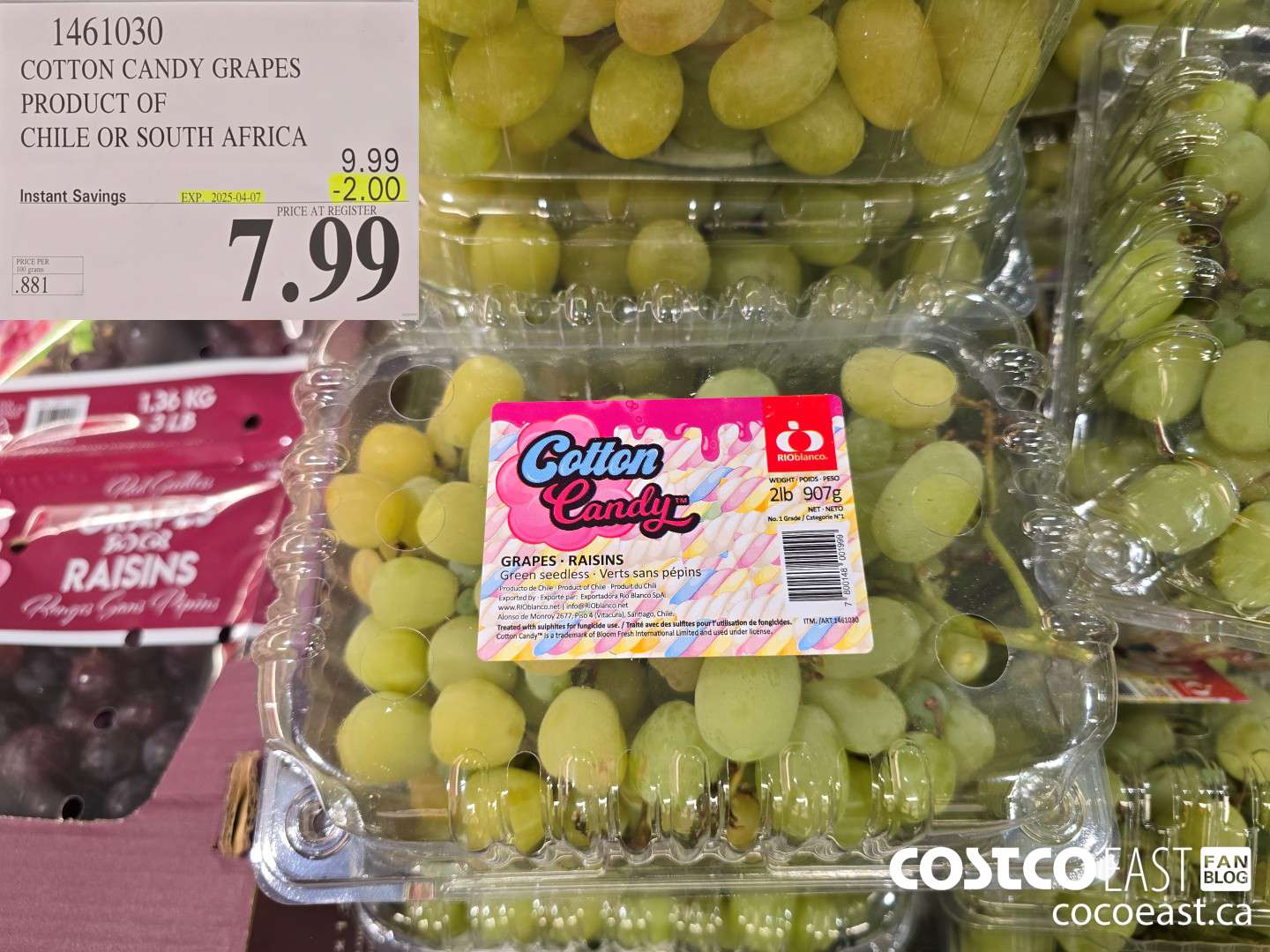 1461030 COTTON CANDY GRAPES PRODUCT OF CHILI OR SOUTH AFRICA ($2.00 INSTANT SAVINGS EXPIRES ON 2025-04-07) $7.99