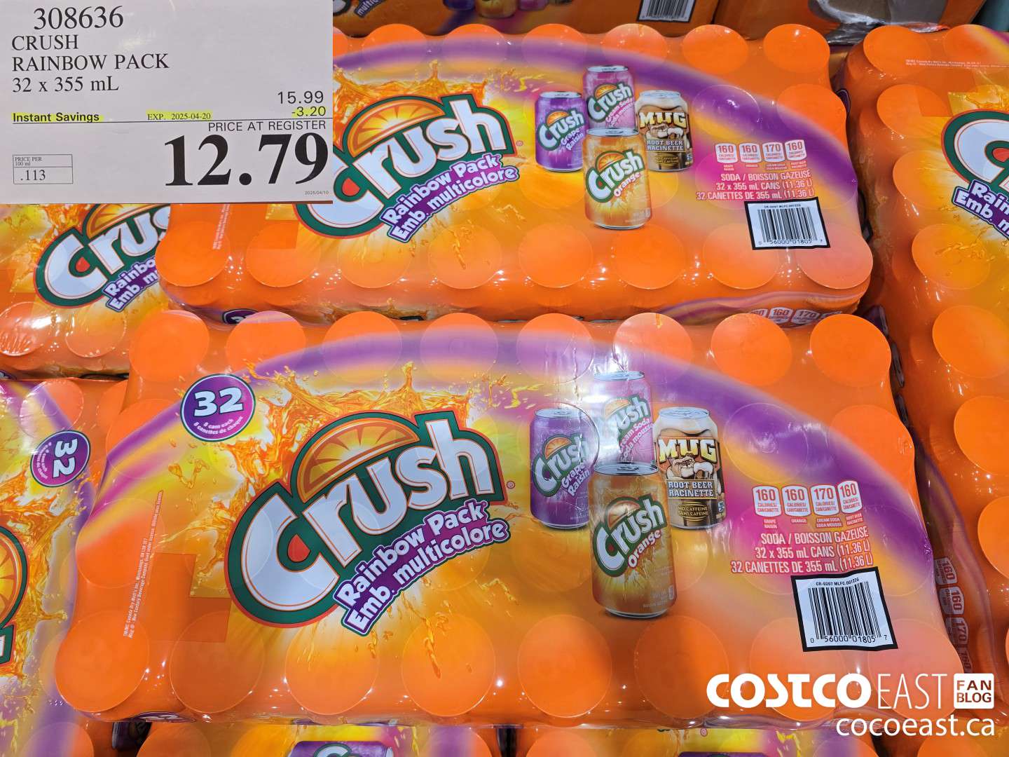 308636 CRUSH RAINBOW PACK 32 X 355 ML ($3.20 INSTANT SAVINGS EXPIRES ON 2025-04-20) $12.79