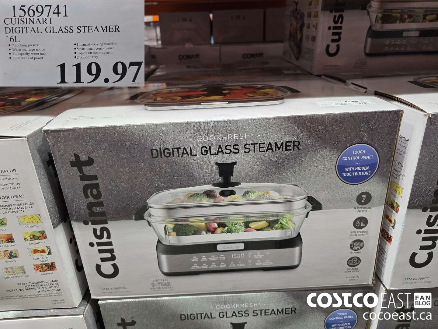 1569741 CUISINART DIGITAL GLASS STEAMER 6L $119.97