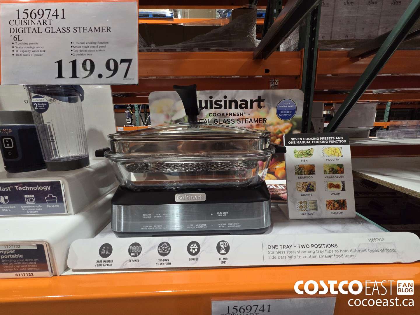 1569741 CUISINART DIGITAL GLASS STEAMER 6L $119.97