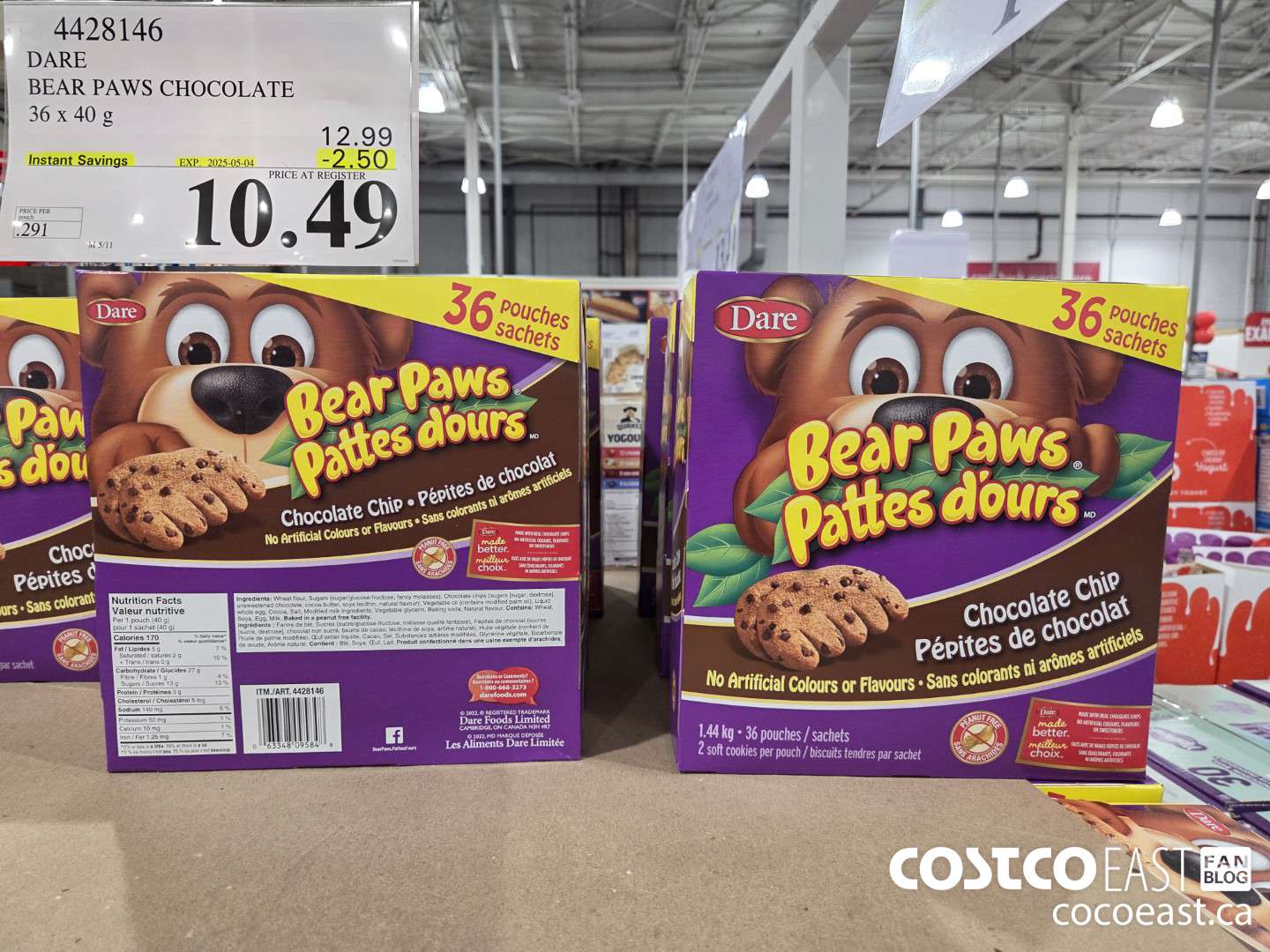 4428146 DARE BEAR PAWS CHOCOLATE 36 x 40 g ($2.50 INSTANT SAVINGS EXPIRES ON 2025-05-04) $9.49