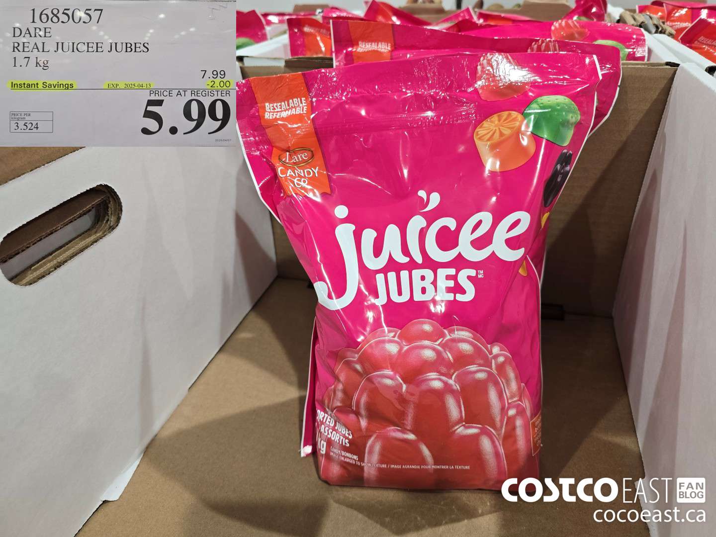 1685057 DARE REAL JUICEE JUBES 1.7 kg ($2.00 INSTANT SAVINGS EXPIRES ON 2025-04-13) $5.99