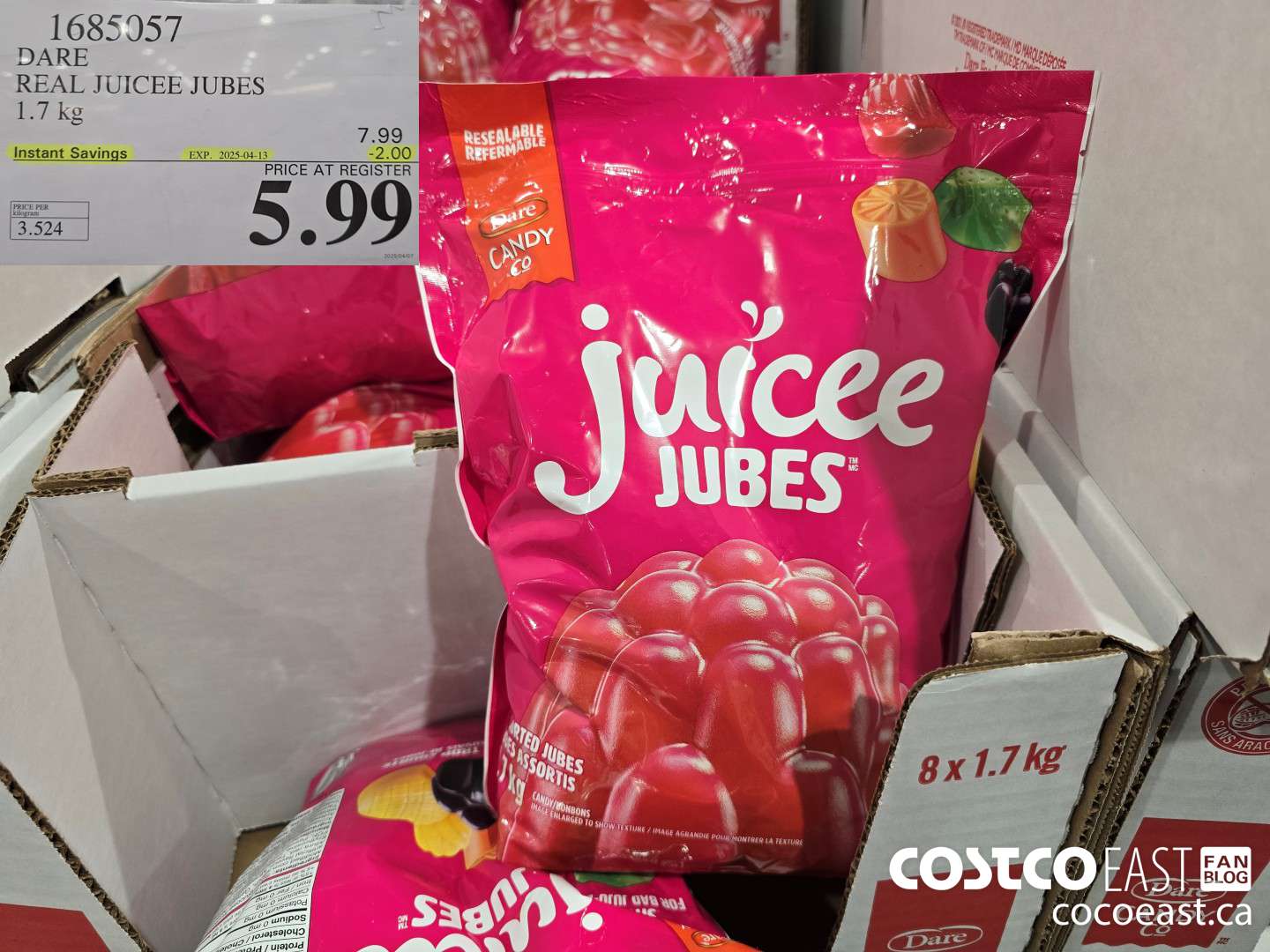 1685057 DARE REAL JUICEE JUBES 1.7 kg ($2.00 INSTANT SAVINGS EXPIRES ON 2025-04-13) $5.99