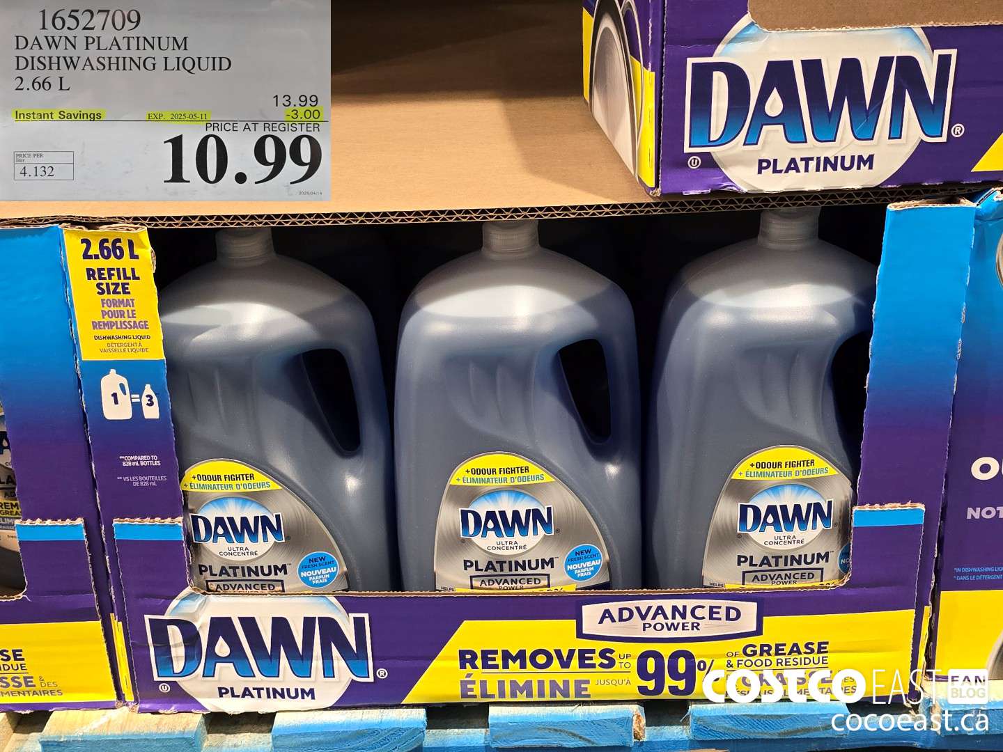 1652709 DAWN PLATINUM DISHWASHER LIQUID 2.66L ($3.00 INSTANT SAVINGS EXPIRES ON 2025-05-11) $10.99